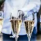 Luxury full-service catering setup with professional staff and elegant food presentation at an upscale event in New Jersey